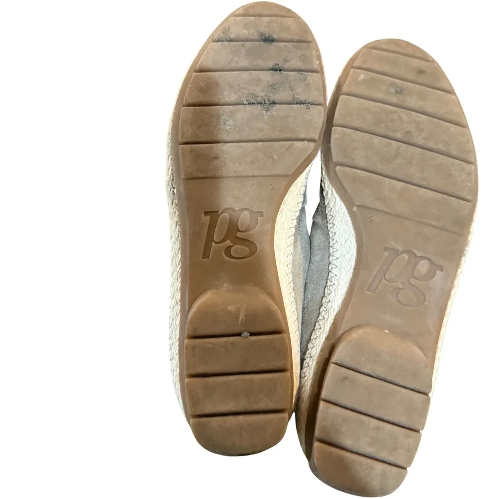 Paul Green Women's Beige‎ Suede Metallic Accent Espadrille Flats Shoes Size 10